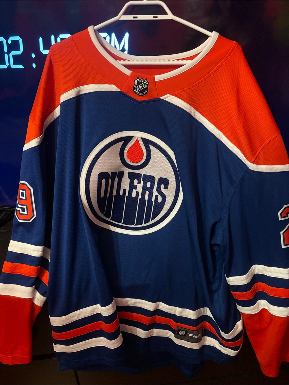 NHL Edmonton Oilers Blue and Orange Home Jersey - Team Crest